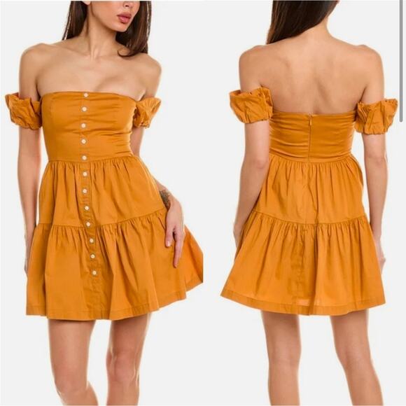 NWT Staud Mini Elio Dress In Honey - Picture 1 of 8